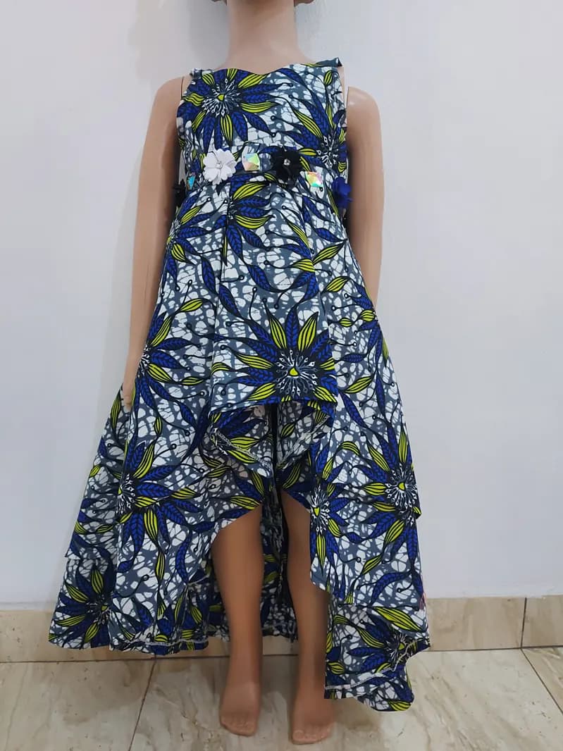 Blue Ankara high-low dress