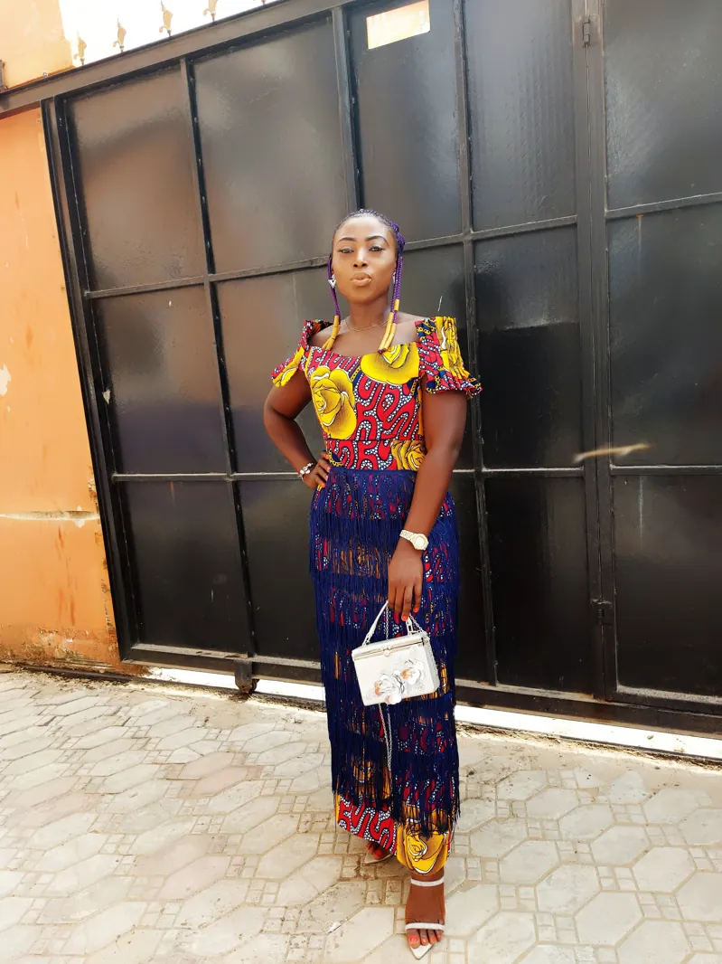 Ankara bodice with fringed skirt