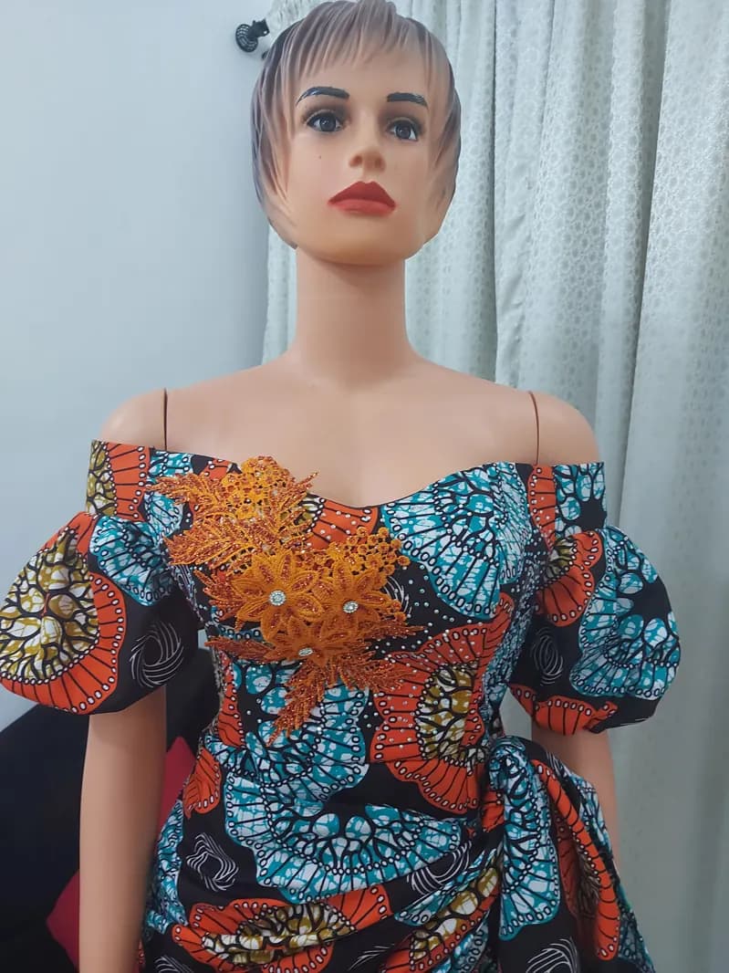 Ankara off-shoulder dress