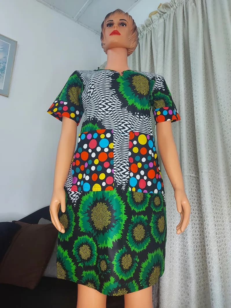 Patchwork Ankara shift dress