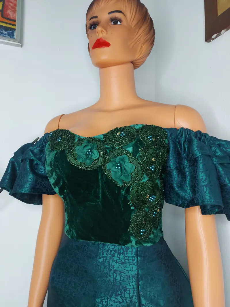 Emerald velvet and sequin mermaid dress