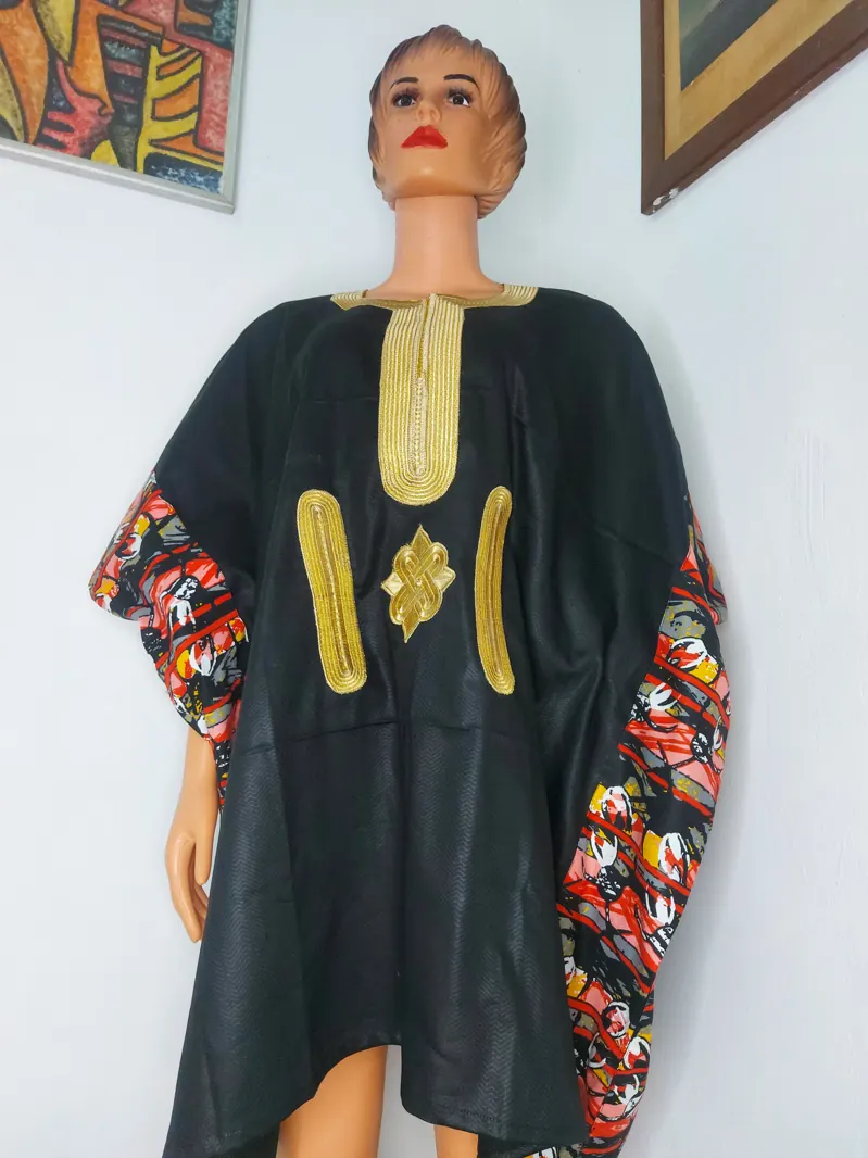 Black embroidered bubu
