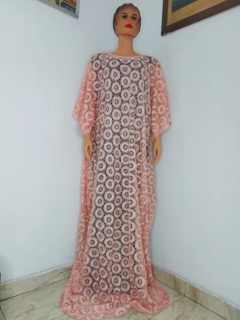 Peach lace kaftan