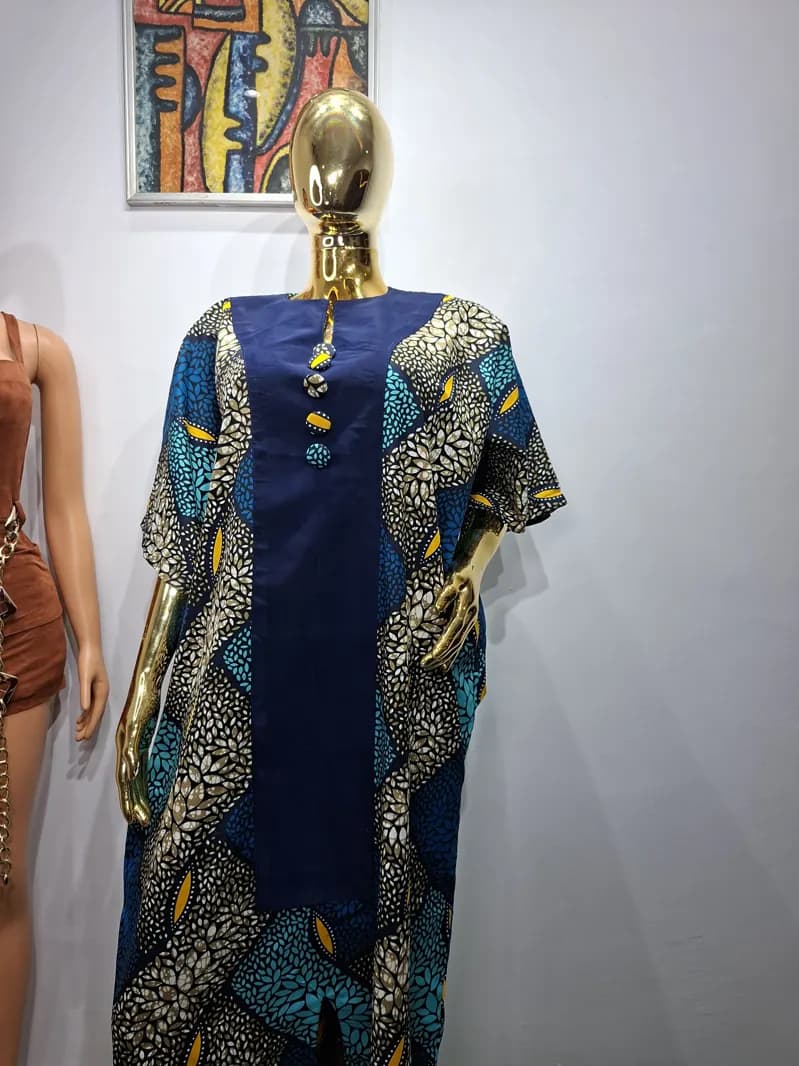 Navy and Ankara panel kaftan
