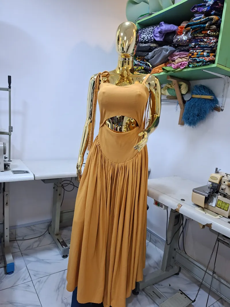 Ochre cut-out maxi dress