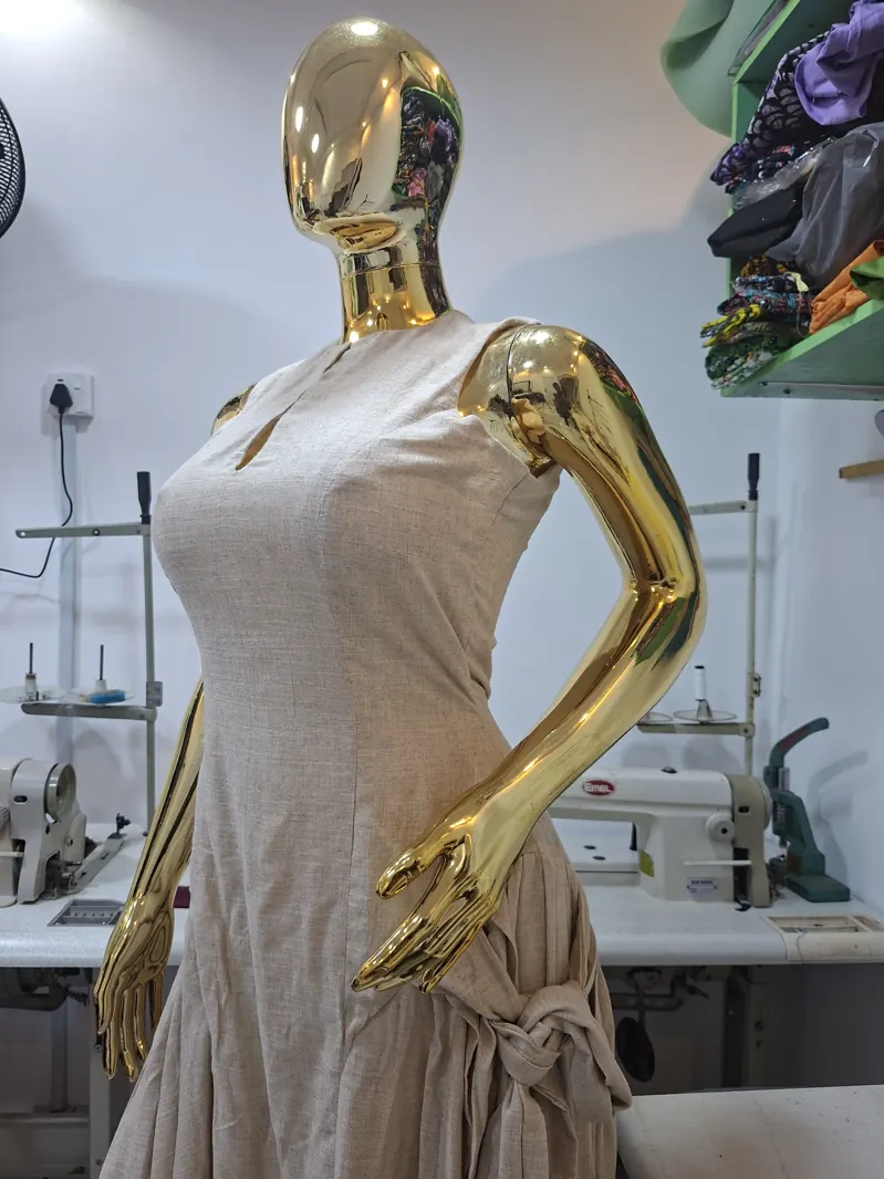 Champagne asymmetric maxi dress