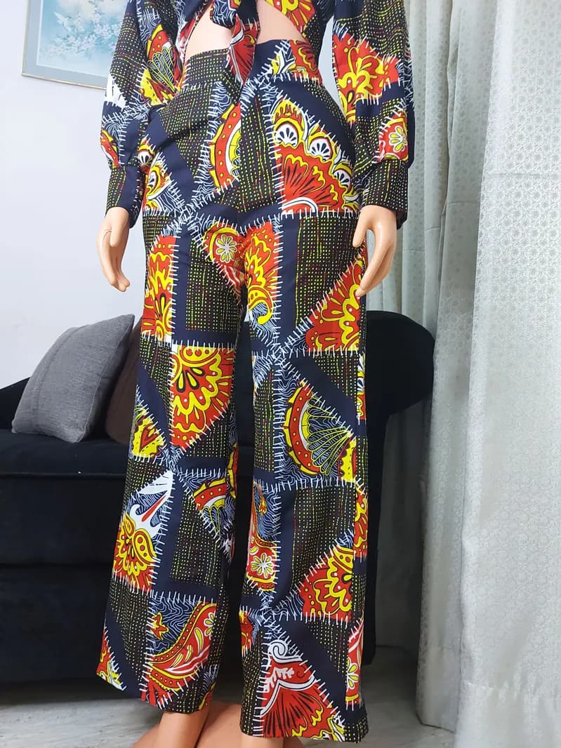 Patchwork Ankara crop top and trousers
