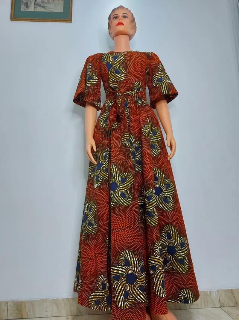 Brown Ankara blouse and maxi skirt