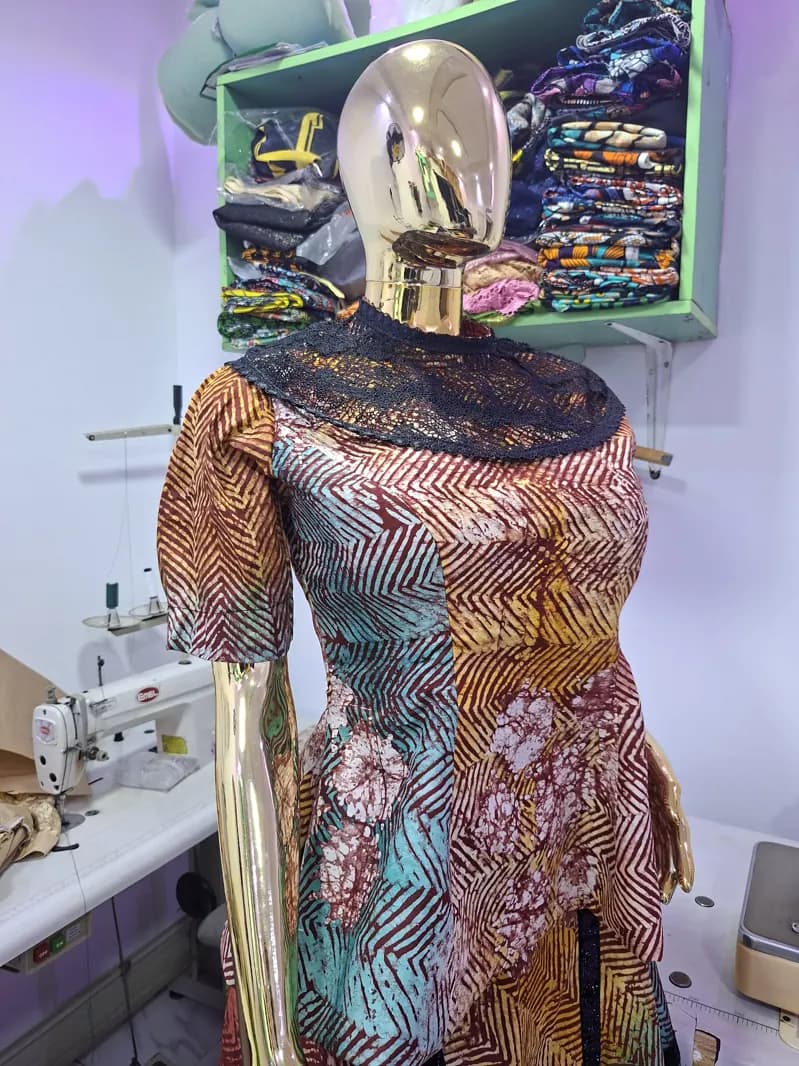 Print peplum blouse and skirt