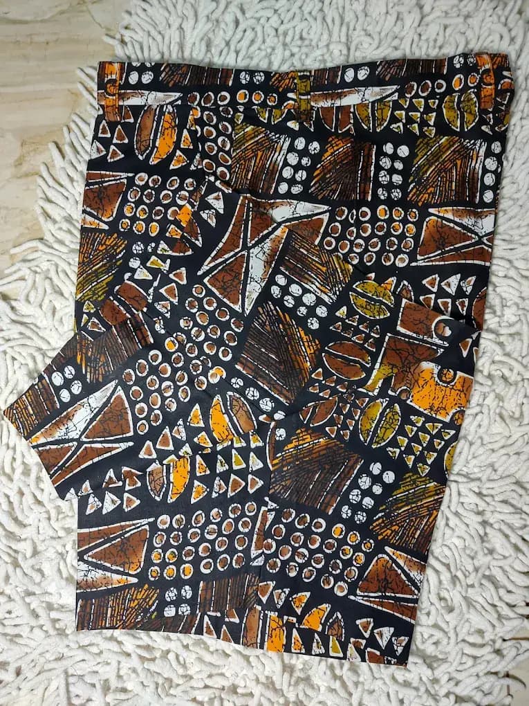 Brown geometric Ankara pants