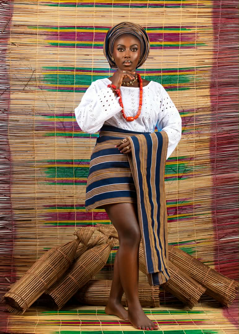 Aso-oke wrapper with an eyelet blouse